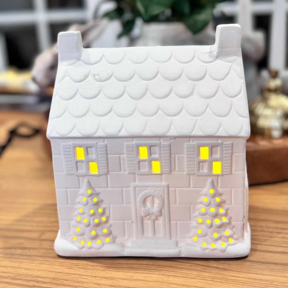 Ceramic Pre-lit Christmas Candy Cane House